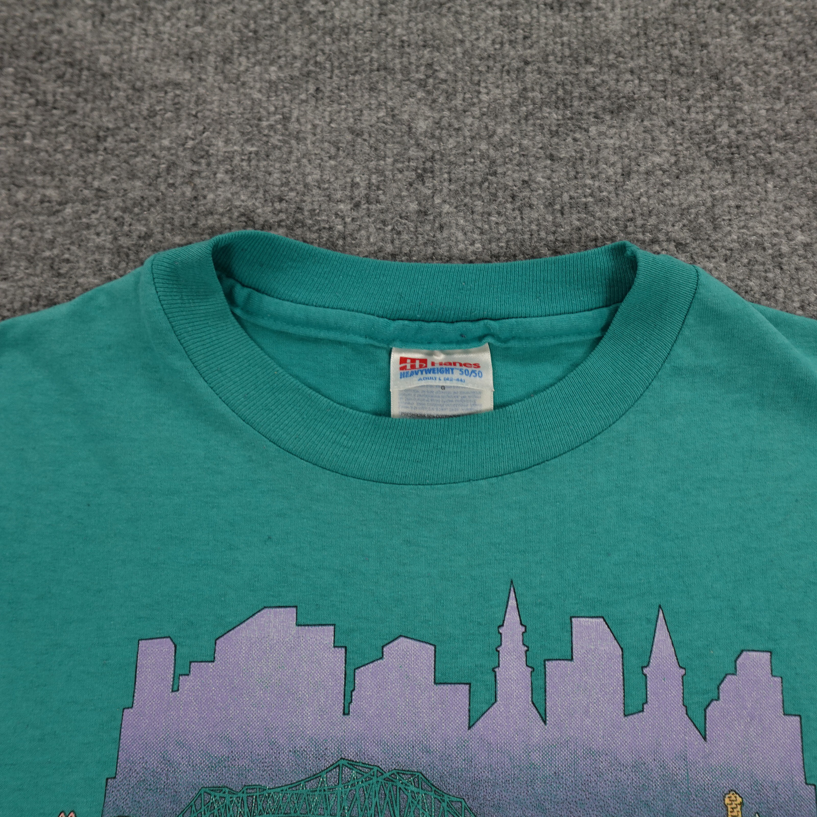 FILA Camicia Charleston South Carolina Rainbow Row da uomo blu L vintage punto singolo 1988