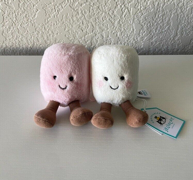 ぬいぐるみ  Amuseables Marshmallows Jellycat Amuseables Pair of Marshmallows Bag Charm, 3.5
