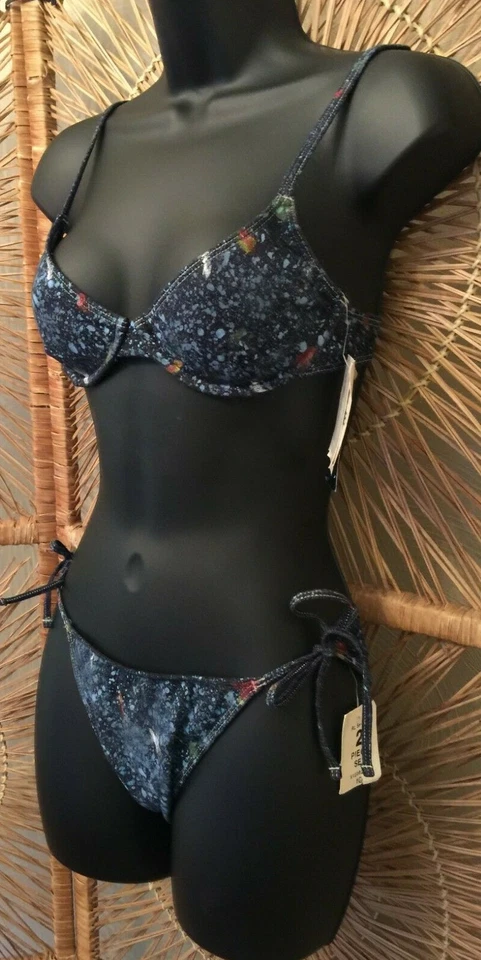 Traje de baño de bikini para mujer Ralph Lauren Talla 6/10 Pintura de salpicaduras azules Impresión gráfica Foto 4 de 4
