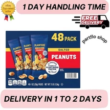 PLANTERS Salted Peanuts, 1 oz. Bags 48 Pack - Snack Size Peanuts with Sea Salt &