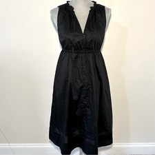 GAP Women’s SZ XS Black Sleeveless Tie Front Cotton V-Neck Pleated Midi Dress