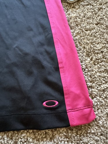Oakley Women Half Zip Dri Fit Polo Running UV Shirt NWT Pink/black Medium - Picture 2 of 6
