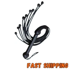 Genuine Cowhide Leather Flogger Cat O Nine Braided Falls Sturdy Naughts 9 Falls