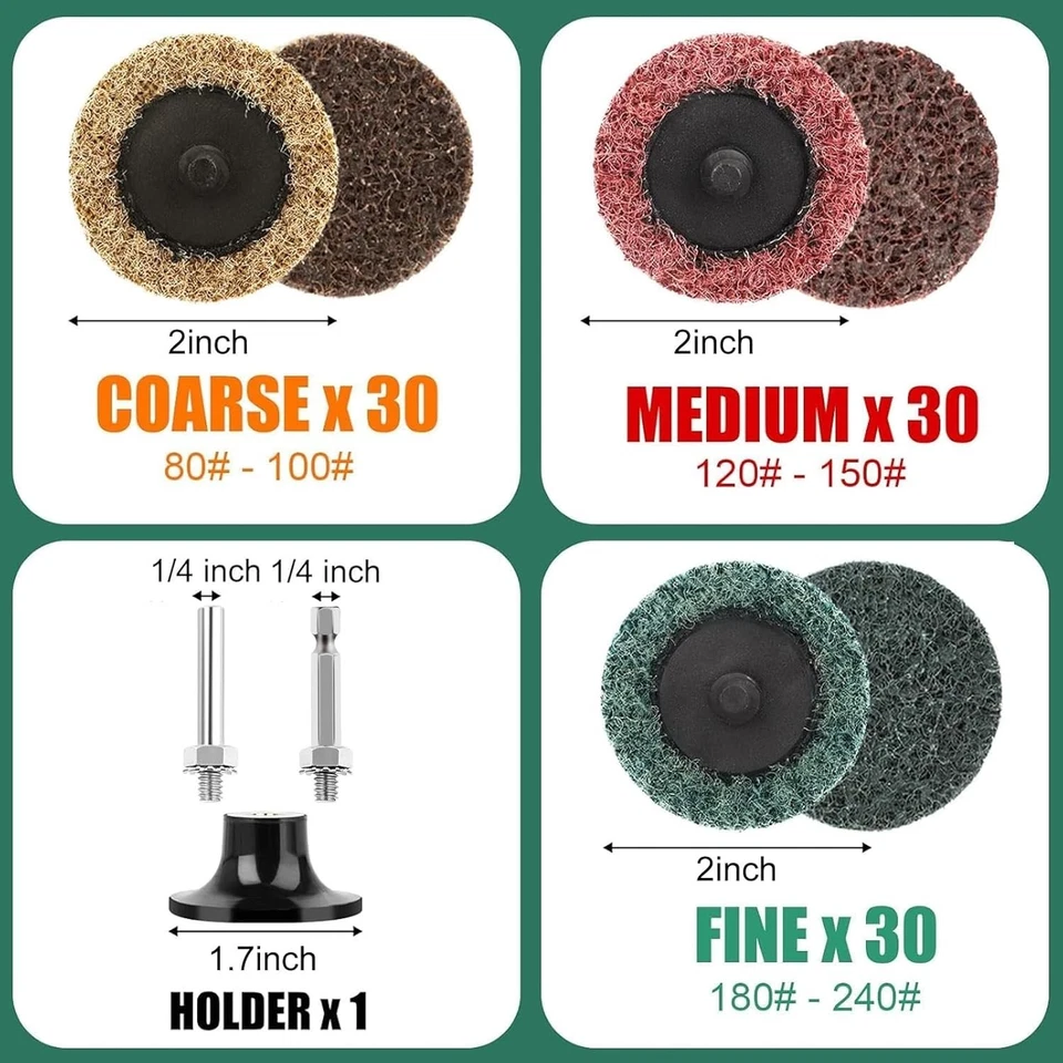 Roll Lock Die Grinder Sanding Discs Set - Fine Medium Coarse - Image 4 of 4