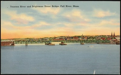 Fall River, Massachusetts MA Taunton River Brightman Street Bridge 1943 Bladen