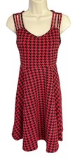 SHEIN Women's Privé Casual V-Neck Dress Size S Red Black Houndstooth Print