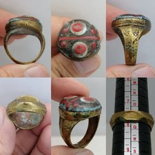Ancient Roman Mosaic Glass Rare Brass Ring