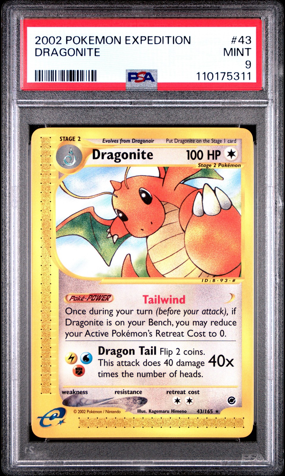 2002 POKEMON EXPEDITION #43 DRAGONITE PSA 9