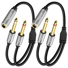 2-Pack 1/4 inch TRS Stereo 2 Pack, 6.35mm Female to Dual Male