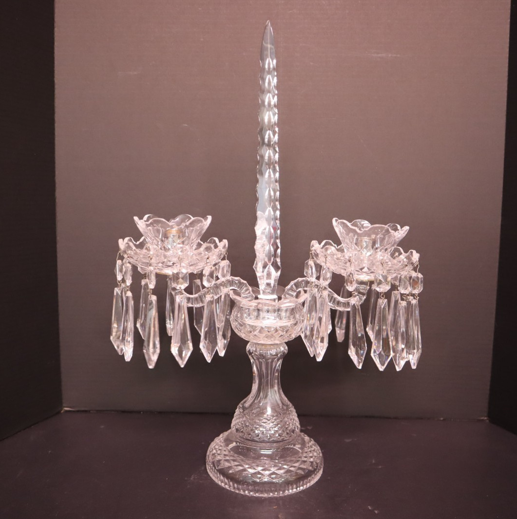WATERFORD Vintage 20" Candelabra Centerpiece 2 Arms Ireland Signed Candle Holder