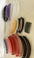 80s Banana Hair Clips Clincher Combs Retro Lot of 21 Vintage Plastic