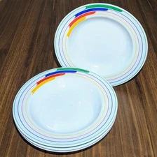 STUDIO NOVA 1980s Primary Gallery Hi-Fi L9186 Fine China 9" Soup Bowls SET Of 4