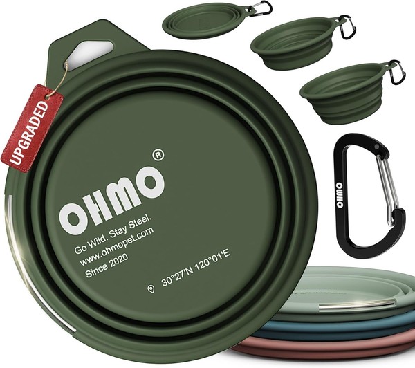 Hundenapf Faltbar 800Ml Premium Silikon Mit Edelstahlring FüR Hunde Katzen-image