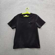 Jaanuu Women Scrub Top S Black Zipper Short Sleeve Logo