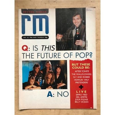 EUROPE RECORD MIRROR MAGAZINE DEC 20 1986 - SMALL COVER PIC OF EUROPE (FUTURE OF