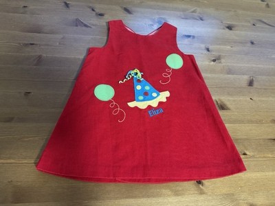 Kelly s Kids Girls 3T Red Corduroy Lined Birthday Pinafore Dress Vintage EUC 