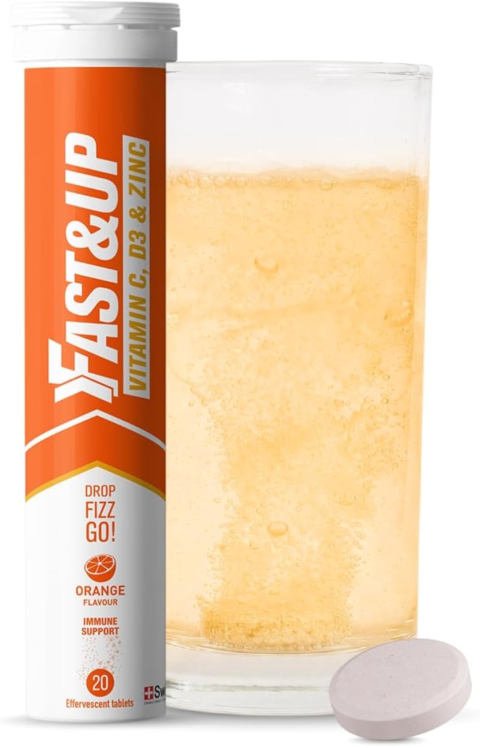 Fast&Up Vitamin C, D3 & Zinc 20 Effervescent Tablets, Orange Flavour, Immune