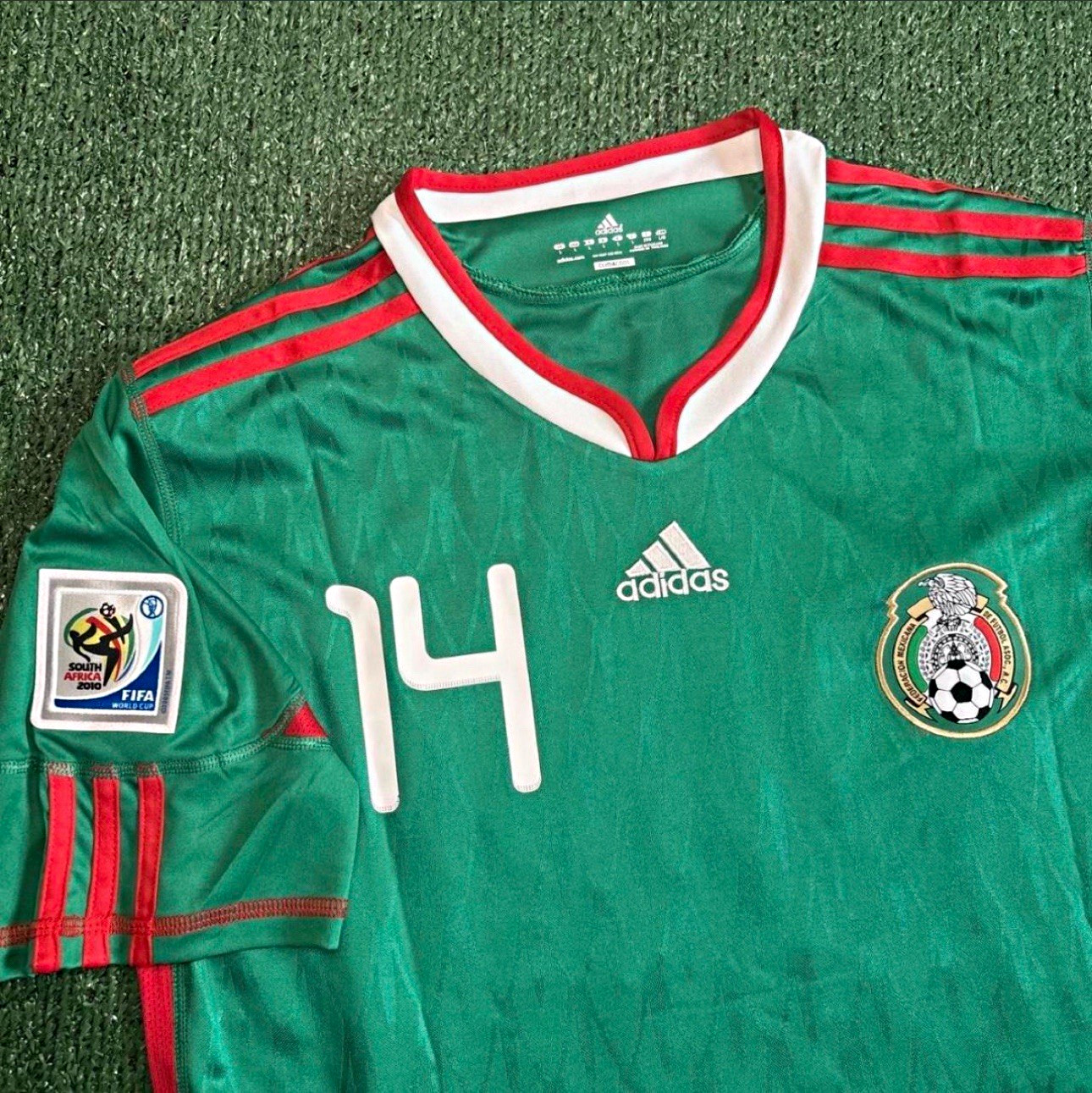 Retro adidas Mexico Chicharito 14 2010 FIFA World Cup Soccer Jersey Size L Green