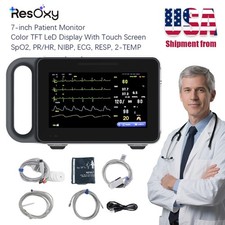 7" Portable Patient Vital Signs Monitor ECG/NIBP/TEMP/RESP/SPO2/PR Handheld