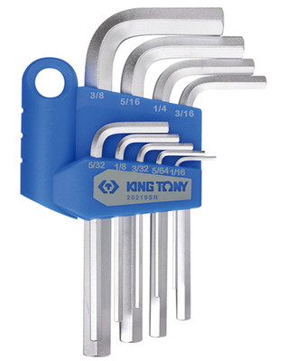 King Tony 20219SR 9PC Short Hex Key Set SAE Made in Taiwan