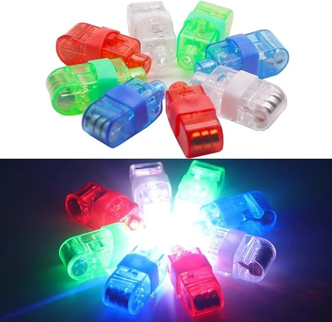 100 Piezas Luces LED para Dedos, Anillo Brillante para Dedos 4 Colores Lámpara de Dedo Super Brillante Foto 3 de 4