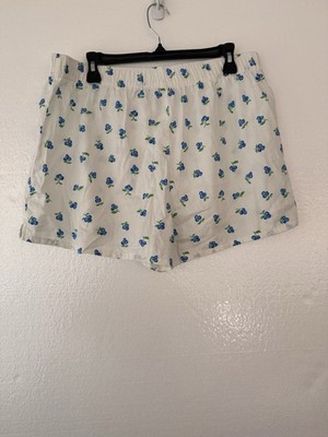 Colsie Womens XL Floral Sleep Shorts Blue Flower Pajama Lounge Elastic Waist