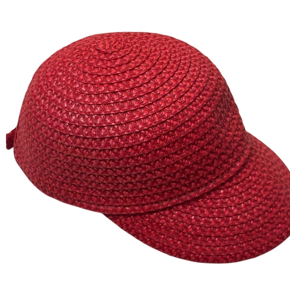 Eric Javits Mondo Woven Squishee Cap, red, resort, vacation, sporty, statement - Image 3 of 4
