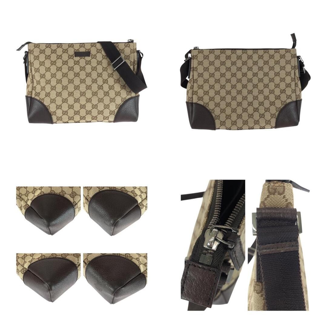 Gucci GG Canvas Leather Shoulder Bag Beige Brown Silver Hardware Used thumbnail 2