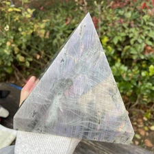 5LB 5.3"Natural Labradorite Pyramid Statue Crystal Heal Carving Energy Decor