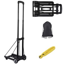 Black 55 LBS Folding Hand Truck Utility Luggage Cart 2 Wheels Bungee Cord