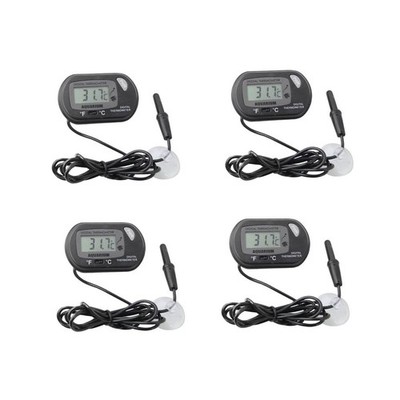 4 pcs LCD Digital Fish Aquarium Thermometer Water Terrarium Black FREE Batteries