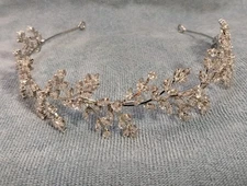 Jorsnovs Bridal CZ Crown Headpiece Tiara ~Leaves Style Silver