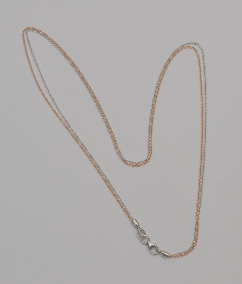 14K Rose & White Gold Two Tone Chain Necklace 15.25” Solid Gold C4 - Image 3 of 4