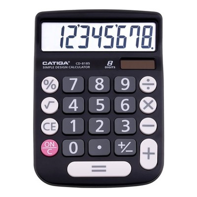 CATIGA Desktop Calculator 8 Digit with Solar Power and Easy to Small, Black