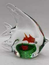 Murano Style Art Glass Angel Fish aquarium Paper Weight Figurine 4 x4