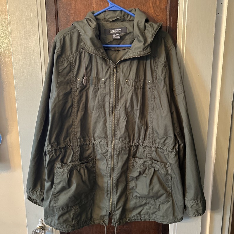 Kenneth Cole Reaction Green Zip Up Cotton Hooded  Jacket 2XL 