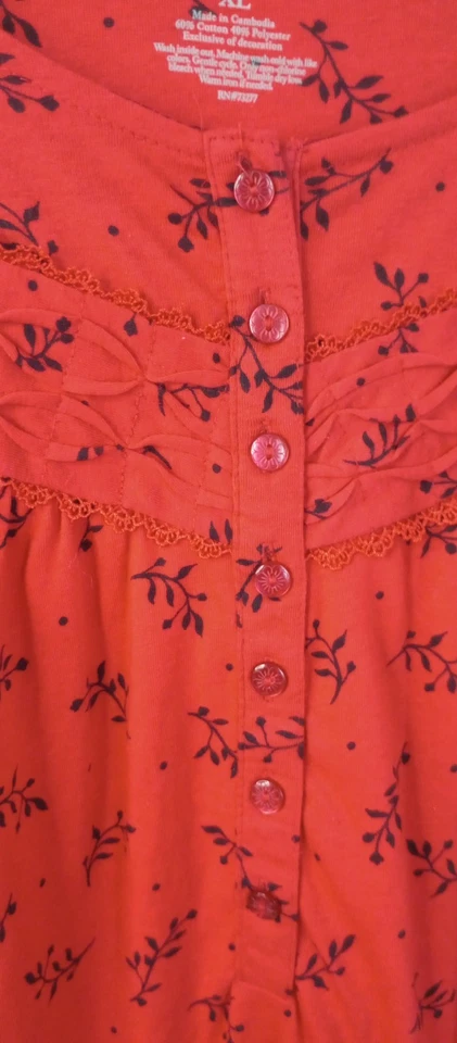 Camisón largo Croft & Barrow íntimates mezcla de algodón ~ talla grande 1X ~ Nuevo con etiquetas Rojo Foto 4 de 4