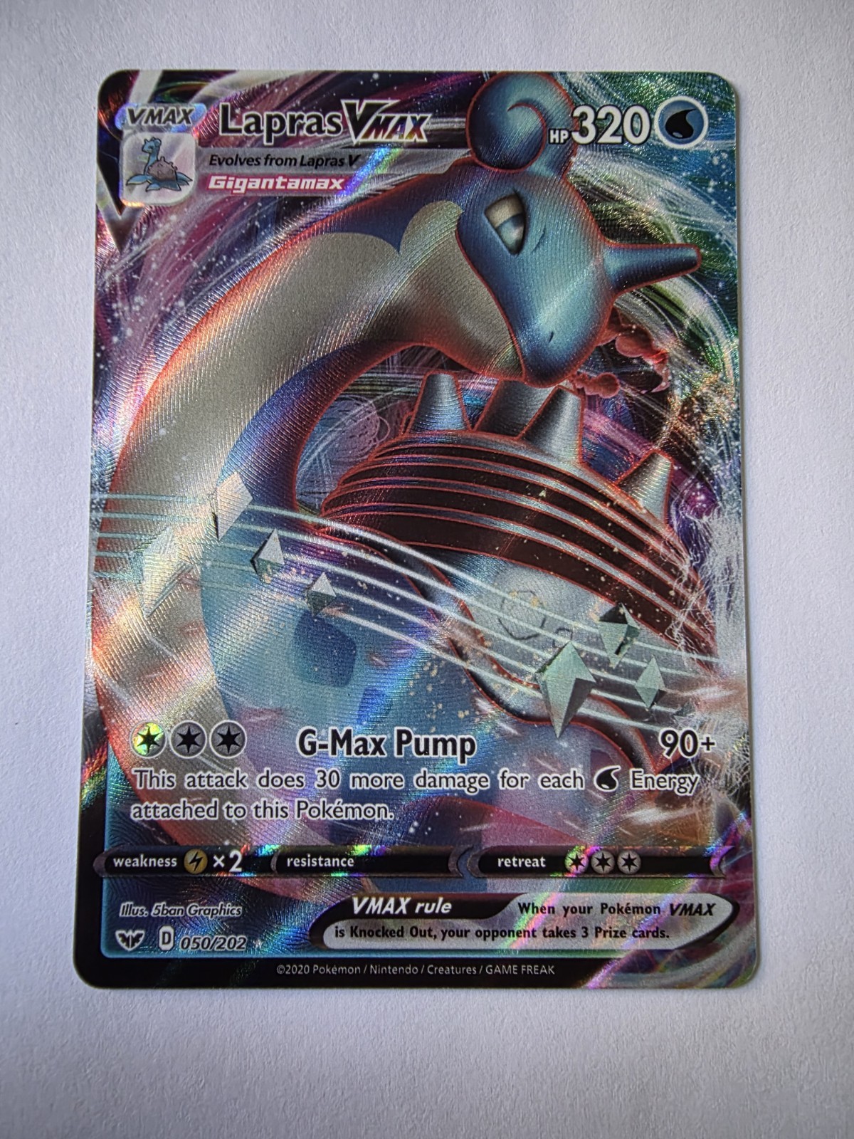 Lapras VMAX 050/202 Swsh01: Sword & Shield Holo