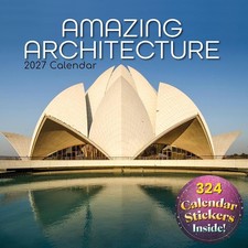 2027 Square Wall Calendar- Amazing Architect 12 x 12 Inch Monthly View, 16-Month
