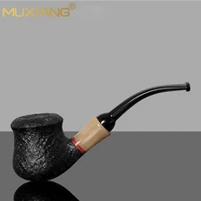 MUXIANG Sandblasted Freehand Pipe Briar Wooden Tobacco Pipe 3mm Acrylic Stem