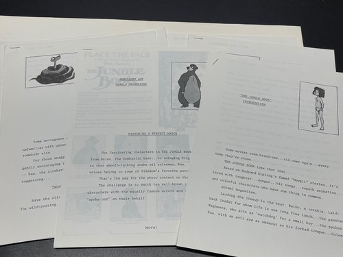 The Jungle Book Vintage 1967 Disney Press Folder 80's Promo info kit - Picture 9 of 12