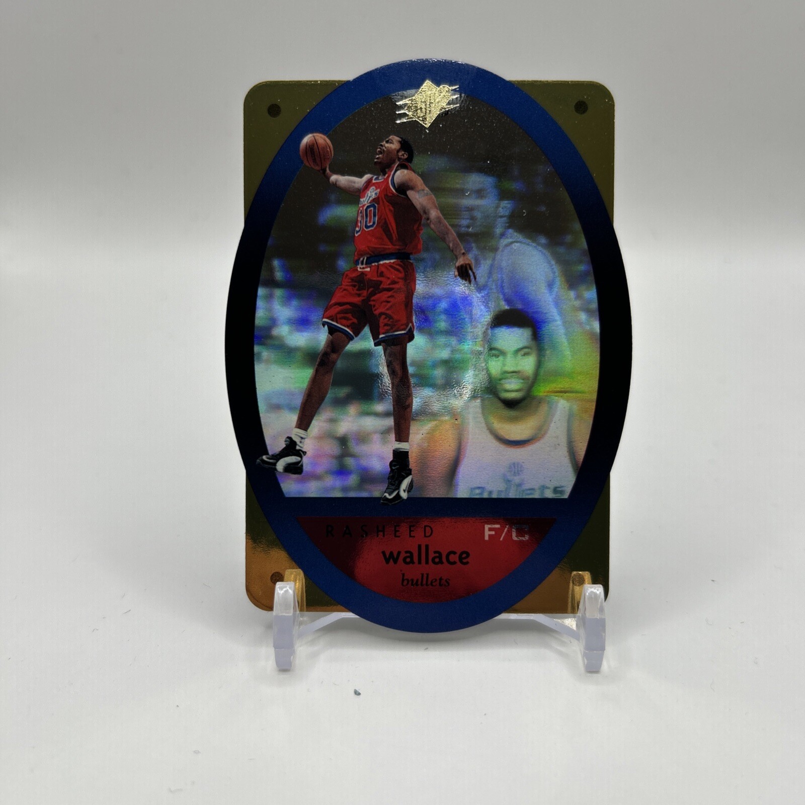1996 Upper Deck SPx Hologram Gold Die-Cut Rasheed Wallace #50 Washington Bullets
