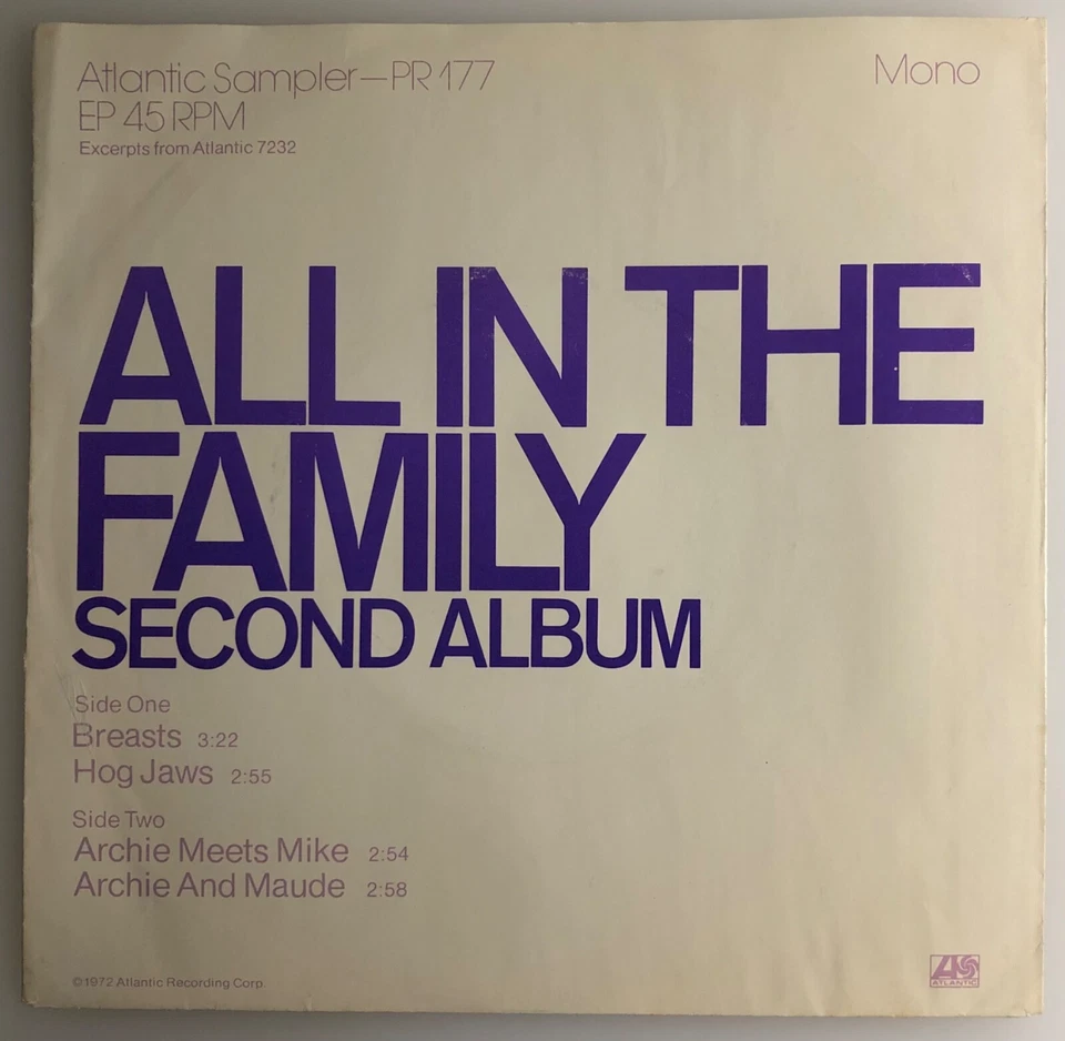 All In The Family / Breasts, Hog Jowls, Archie Meets Mike / 1972 Sampler 45 / NM - Image 4 of 4