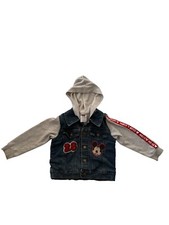 Disney Junior Mickey Mouse 28 Denim Jean Jacket Button Up SZ 4T Good Condition