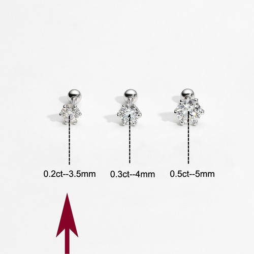 3.5-5mm Moissanite Screw Back Stud Earrings Mother's Day 925 Sterling Silver GRA - Picture 15 of 17