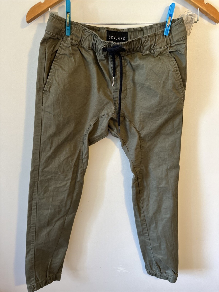 Skylark Boys Pants 10 Green Chino With Elastic Cuff