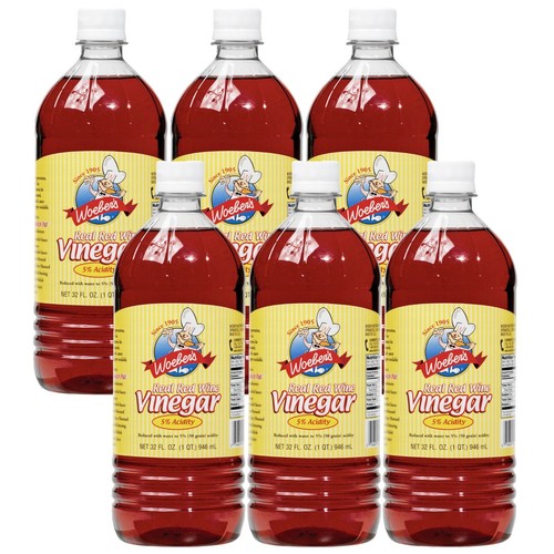 WOEBER'S Real Red Wine Vinegar 32oz Quart 5 Acidity Pack of 6 Refill