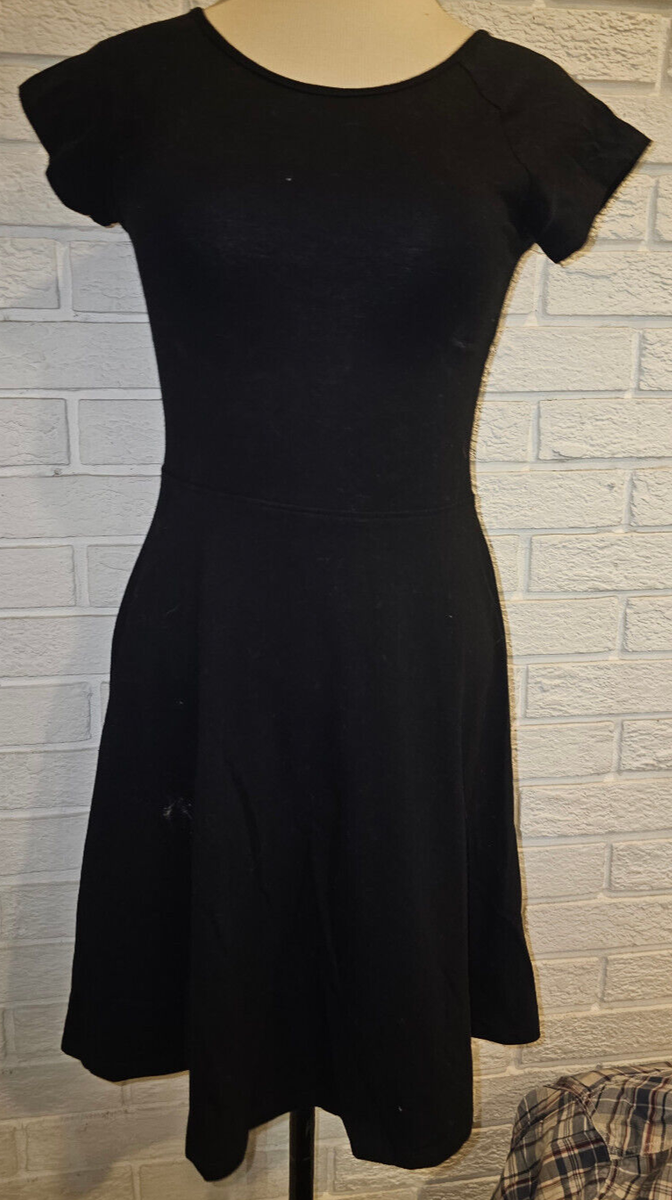 short sleeve skater dresses Tommyrot Checkered Short Sleeve Stretch Skater Dress with Pockets S / Black & White Checker