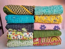 Vintage Kantha Quilt Indian Reversible Throw Handmade Blanket Wholesale Lot 20