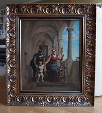 Leopold TILL (1830-1893) antique scene by the spinning wheel.